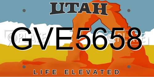 GVE5658 Utah License Plate