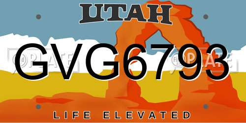 GVG6793 Utah License Plate