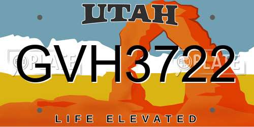 GVH3722 Utah License Plate