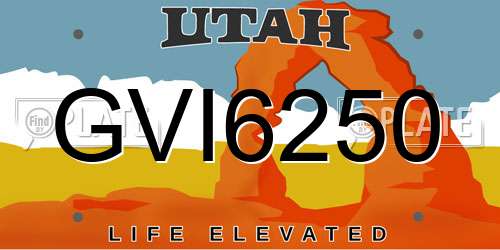 GVI6250 Utah License Plate