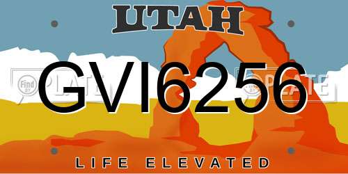 GVI6256 Utah License Plate