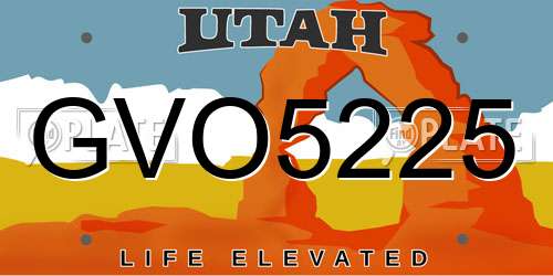 GVO5225 Utah License Plate