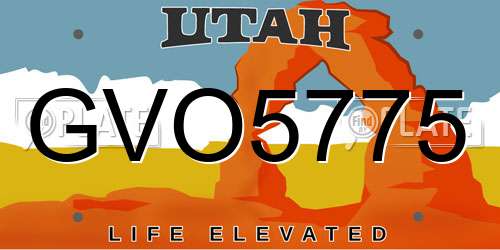 GVO5775 Utah License Plate