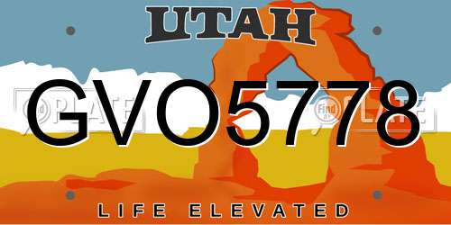 GVO5778 Utah License Plate