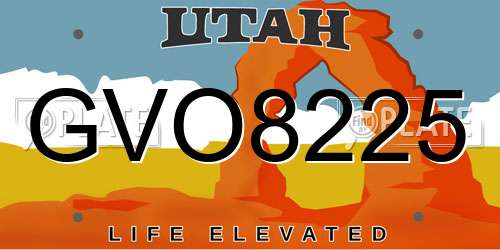 GVO8225 Utah License Plate
