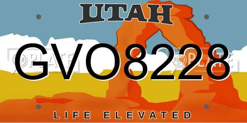 GVO8228 Utah License Plate