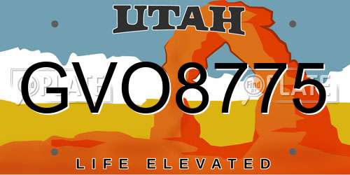 GVO8775 Utah License Plate