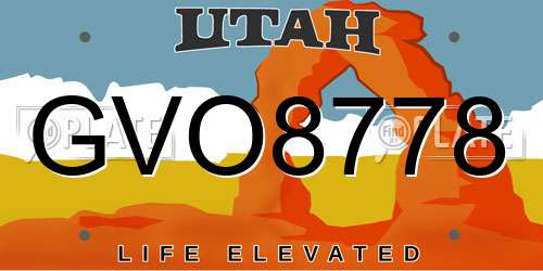 GVO8778 Utah License Plate