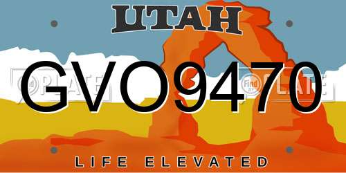 GVO9470 Utah License Plate