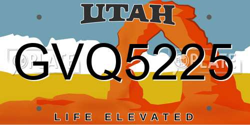 GVQ5225 Utah License Plate