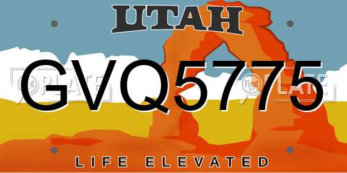 GVQ5775 Utah License Plate
