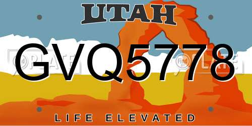 GVQ5778 Utah License Plate