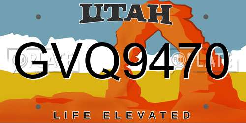GVQ9470 Utah License Plate