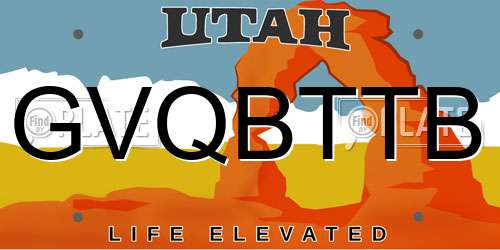 GVQBTTB Utah License Plate