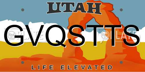 GVQSTTS Utah License Plate