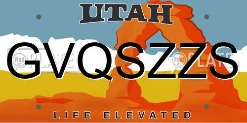 GVQSZZS Utah License Plate