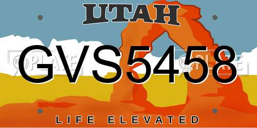 GVS5458 Utah License Plate