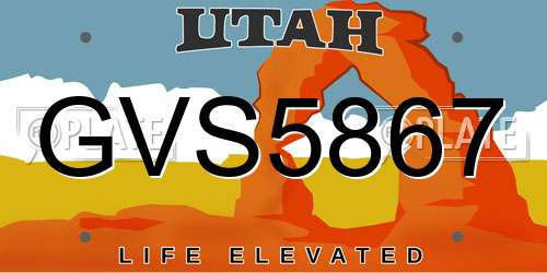 GVS5867 Utah License Plate