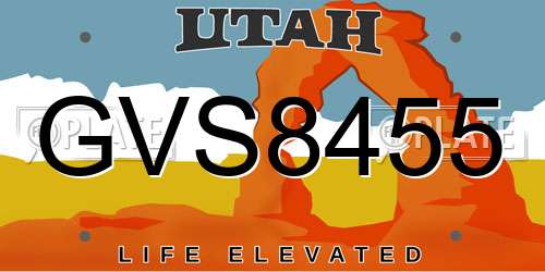 GVS8455 Utah License Plate