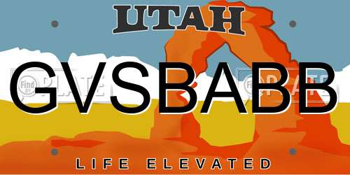 GVSBABB Utah License Plate
