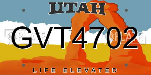 GVT4702 Utah License Plate