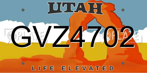 GVZ4702 Utah License Plate