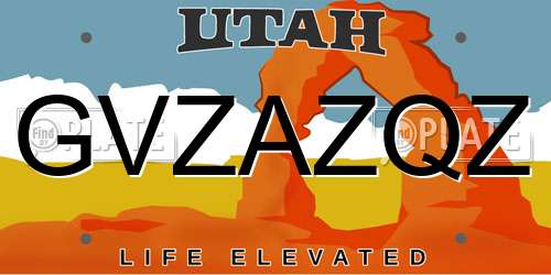 GVZAZQZ Utah License Plate