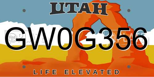 GW0G356 Utah License Plate