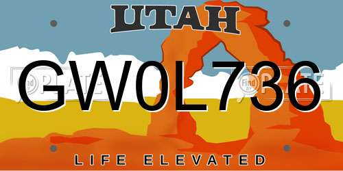 GW0L736 Utah License Plate