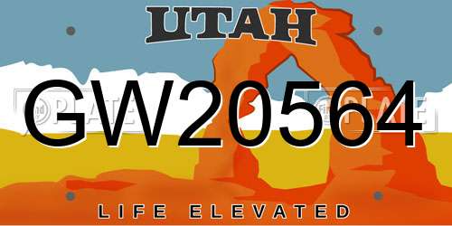 GW20564 Utah License Plate