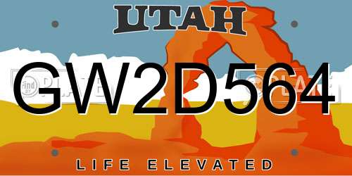 GW2D564 Utah License Plate