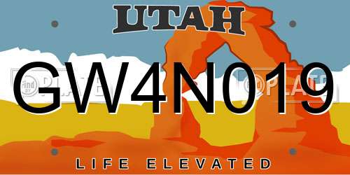 GW4N019 Utah License Plate
