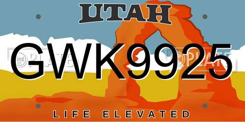 GWK9925 Utah License Plate