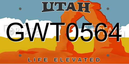 GWT0564 Utah License Plate