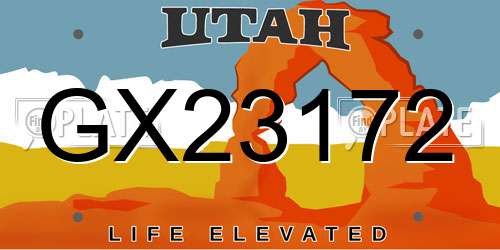 GX23172 Utah License Plate