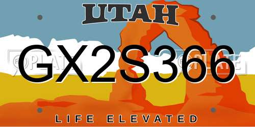GX2S366 Utah License Plate