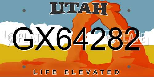 GX64282 Utah License Plate