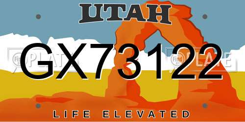 GX73122 Utah License Plate