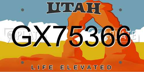 GX75366 Utah License Plate