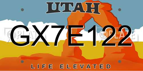 GX7E122 Utah License Plate