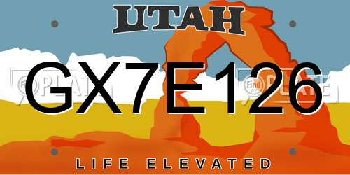 GX7E126 Utah License Plate