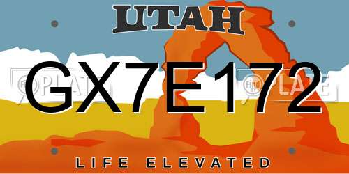 GX7E172 Utah License Plate