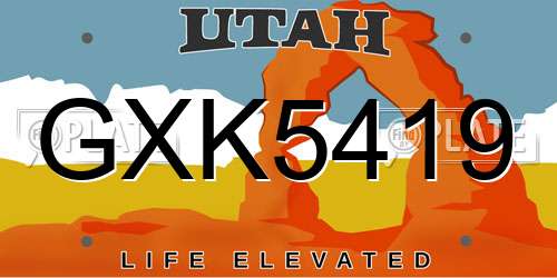 GXK5419 Utah License Plate