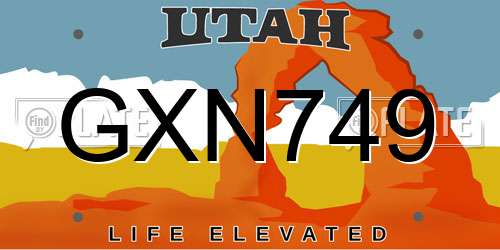 GXN749 Utah License Plate