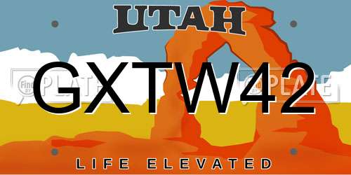 GXTW42 Utah License Plate