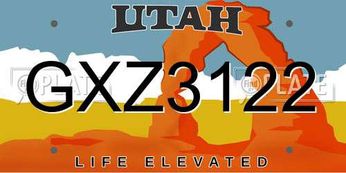 GXZ3122 Utah License Plate