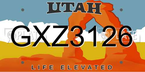 GXZ3126 Utah License Plate