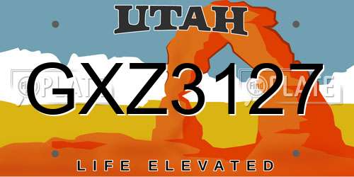 GXZ3127 Utah License Plate