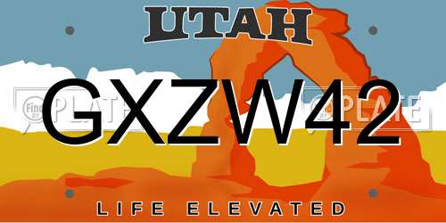 GXZW42 Utah License Plate