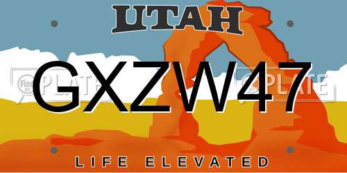GXZW47 Utah License Plate